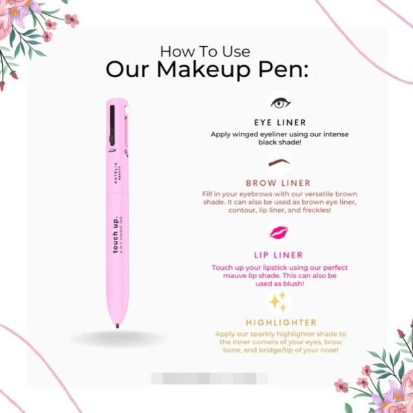 4-in-1 Makeup Pen (eye Liner, Brow Liner, Lip Liner, & Highlighter)touch Up